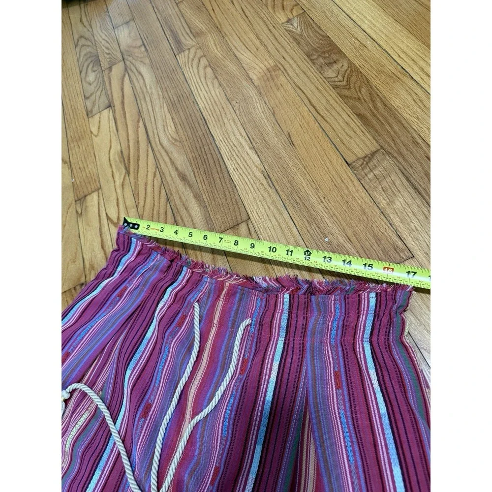 By Anthropologie Tasseled Paperbag Pink Stripe Shorts Size Large